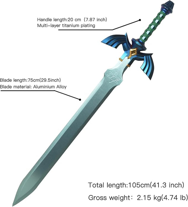 Cosplay The Legend of Zelda Carbon Steel Link Master Swords Real Metal -Wider Version