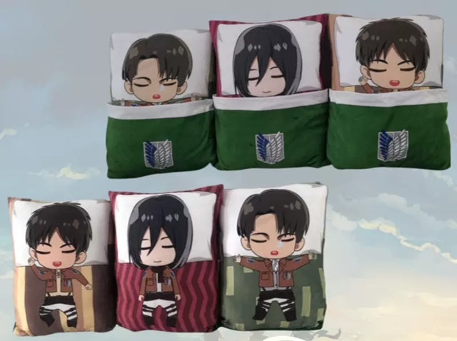 Attack On Titan PLUSH TOY STUFFED CUSHION PILLOW (Cute Sleeping Style)