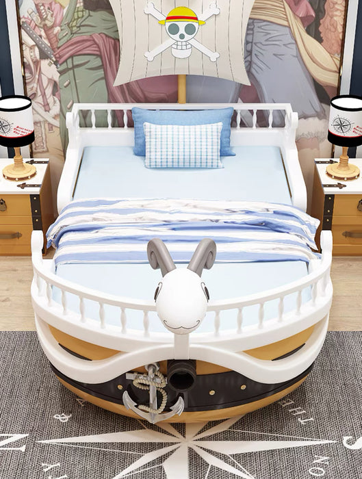 Pre-Order One Piece Ship-Themed Bed – Unique Anime Furniture for Pirate Fans (Include 2X One Piece Bedside Table+ 10cm Premium Mattresses）