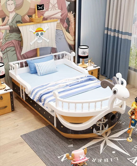 Pre-Order One Piece Ship-Themed Bed – Unique Anime Furniture for Pirate Fans (Include 2X One Piece Bedside Table+ 10cm Premium Mattresses）