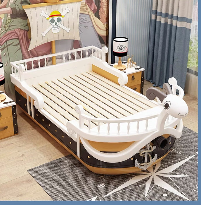 Pre-Order One Piece Ship-Themed Bed – Unique Anime Furniture for Pirate Fans (Include 2X One Piece Bedside Table+ 10cm Premium Mattresses）