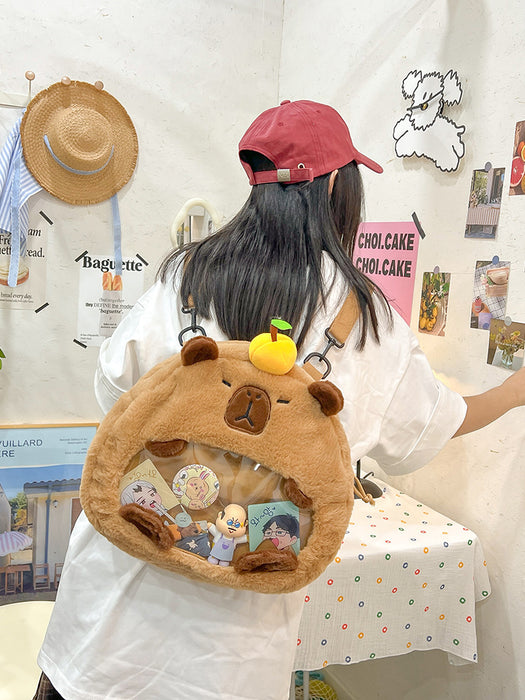 Capybara plush fuctional bag shoulder bag backpack