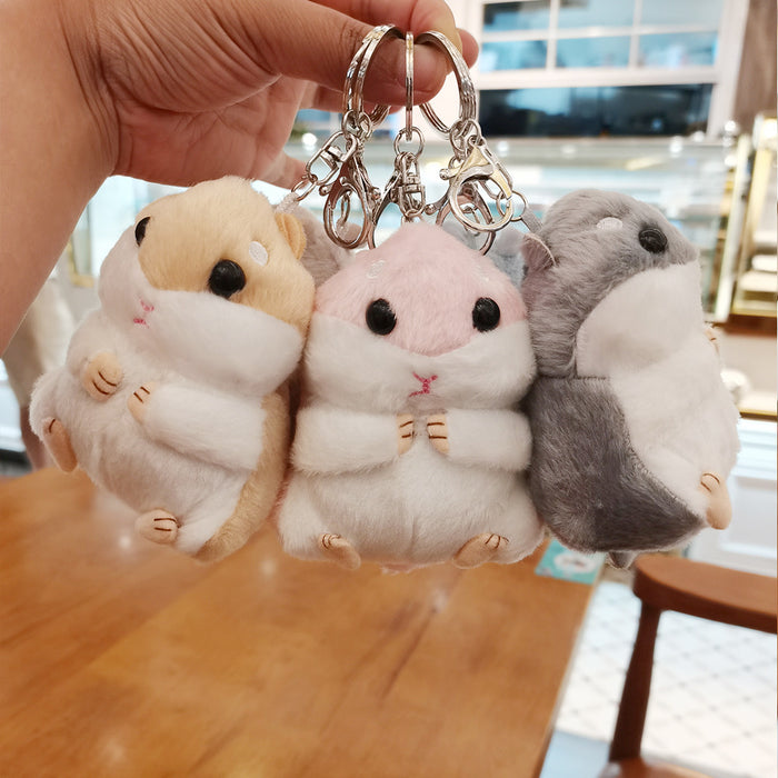 Kawaii Cute Soft Hamster Keyrings Keychains Fluffy Trinkets Car Handbag Pendant