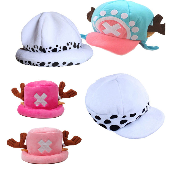 One piece Anime Trafalgar Law Chopper Plush White Hat Cap Cosplay Accessories