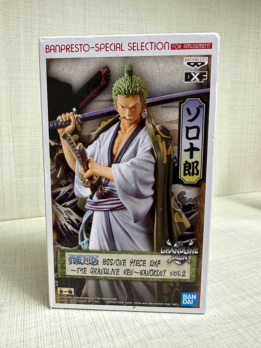 ONE PIECE - RORONOA ZORO DXF THE GRANDLINE MEN WANOKUNI VOL.2 FIGURE (box is not in perfect condition)