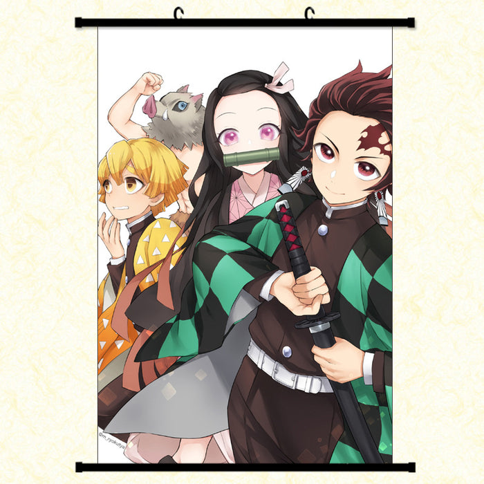 Wall Scroll - Demon Slayer Tanjiro/Nezuko/Inosuke/Zenitsu