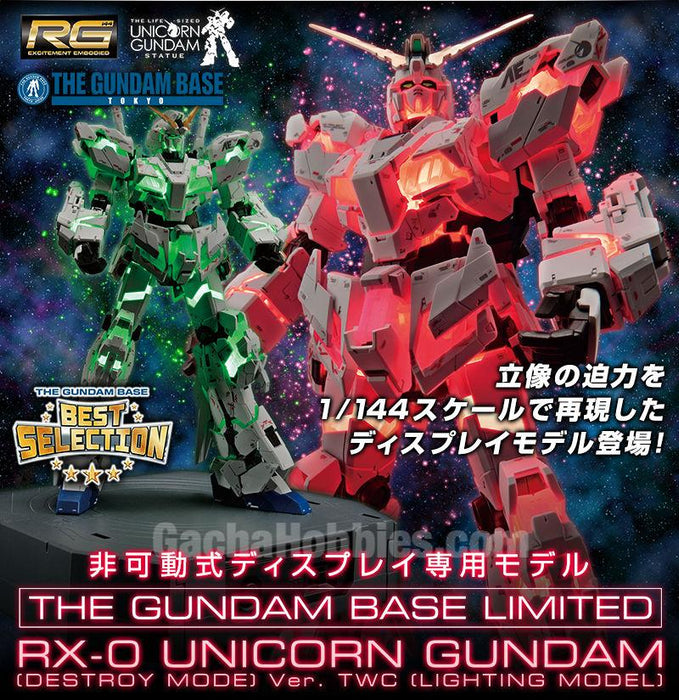 PRE-ORDER ＲＧ 1/144 Gundam Base RX-0 Unicorn Gumdam（Destroy mode）Ver.TWC（LIGHTING MODEL）Limited (Pre-Order)